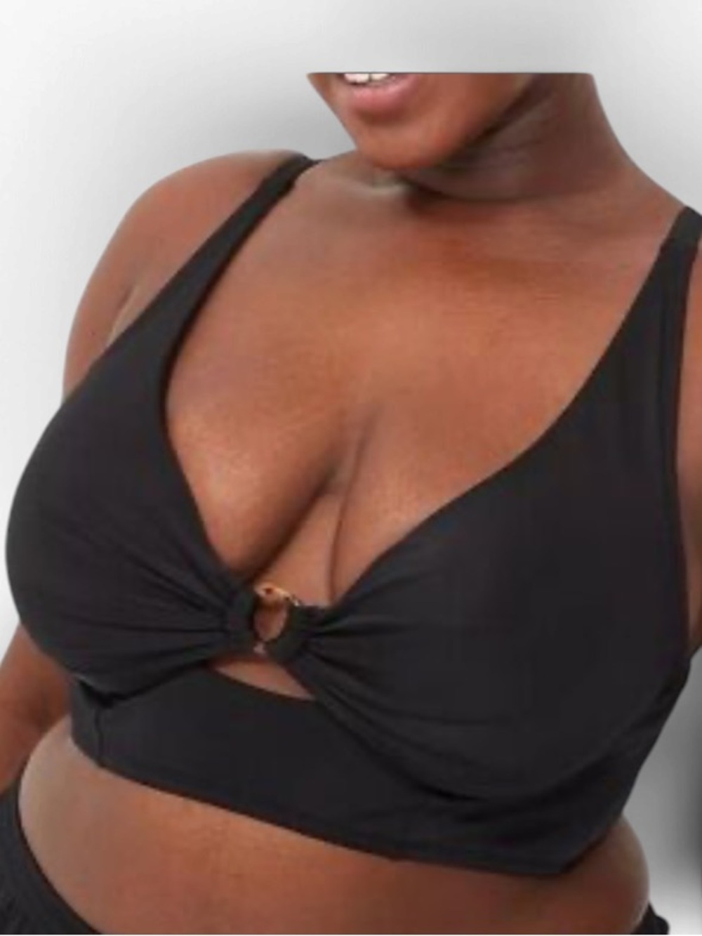 Lane Bryant Black O-Ring-Front Bikini Top 42D